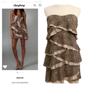 Haute Hippie Silk Lace Tiered Strapless Mini Dress